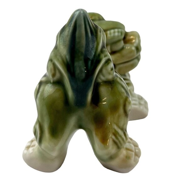Vintage Ceramic Foo Dog Lion Shishi Figurine Green Blue & Cream Detailed EUC - Picture 4 of 10